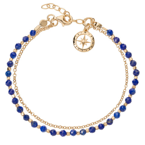 Gold Friendship Bracelet with Lapis Lazuli