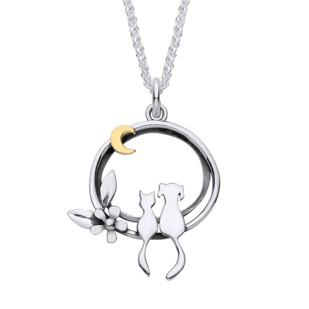 Lux Accessories Cat Ear BFF Necklace Set - Best Friends Kitty Charm Pendant In Gold & Silver