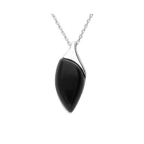 Onyx Marquise Silver Pendant