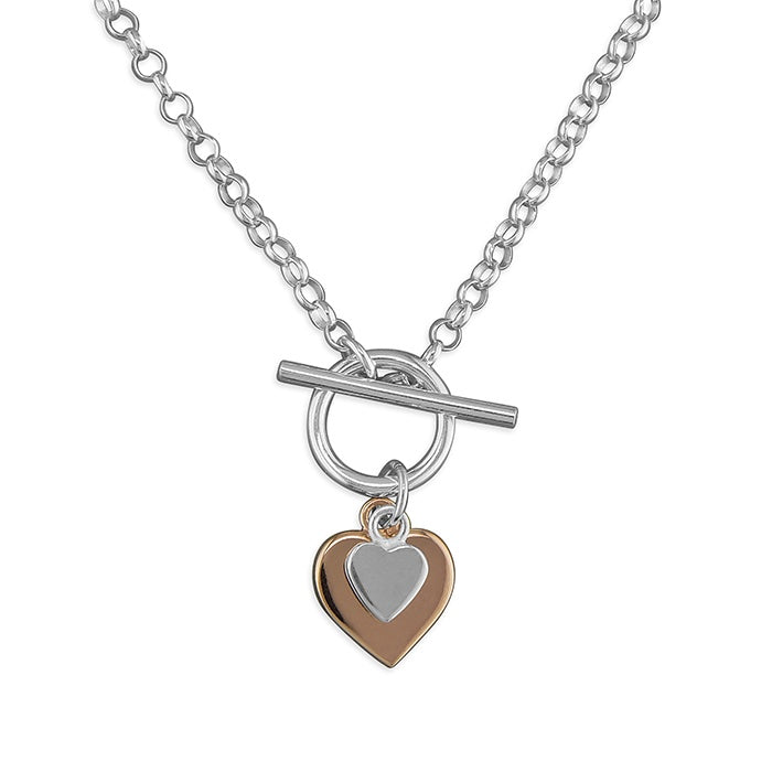 Sterling Silver T-bar Double Mini Heart Necklace – WILDE JEWELLERY