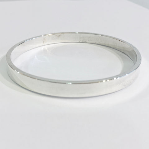 Silver Round, Medium Strip, Polished Bangle - WB7S