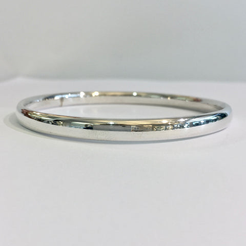 Silver Round, Med Oval Wire, Polished Bangle - WB4S