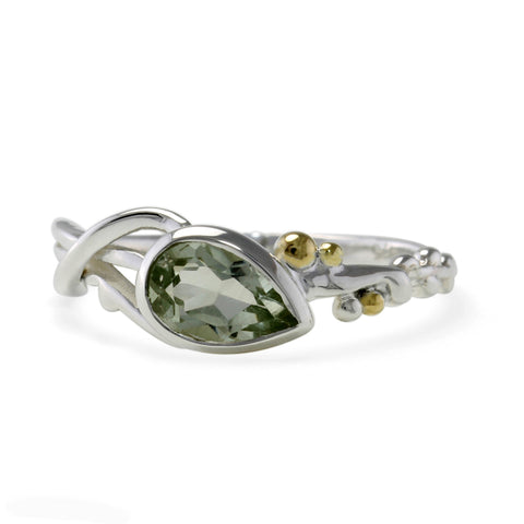 Silver Green Amethyst Ring