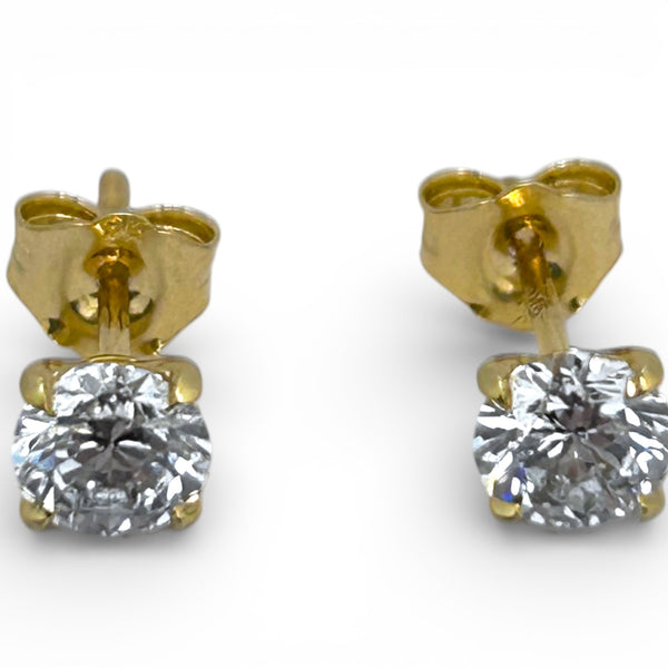 0.51ct Round Diamond 9ct Yellow Gold Stud Earrings