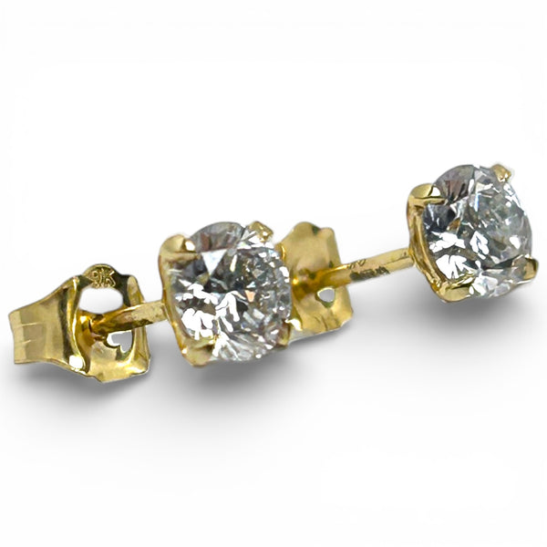 0.51ct Round Diamond 9ct Yellow Gold Stud Earrings