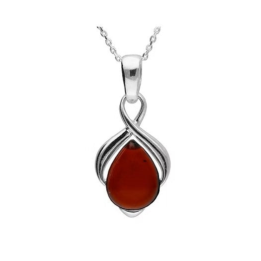 Elegant Twist Amber & Sterling Silver Necklace - Medium