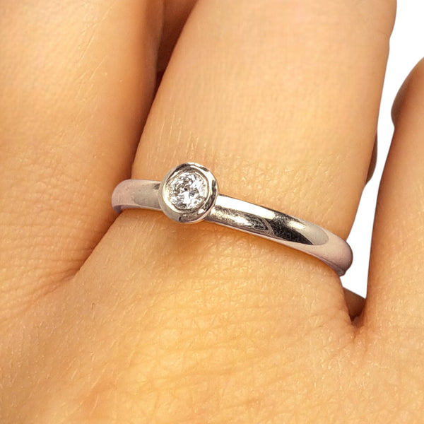 WILDE 10pt Diamond 9ct White Gold Trumpet Stacking Ring