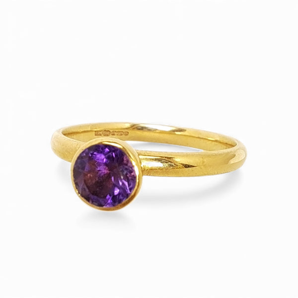 WILDE 5mm Amethyst 9ct Yellow Gold Stacking Ring