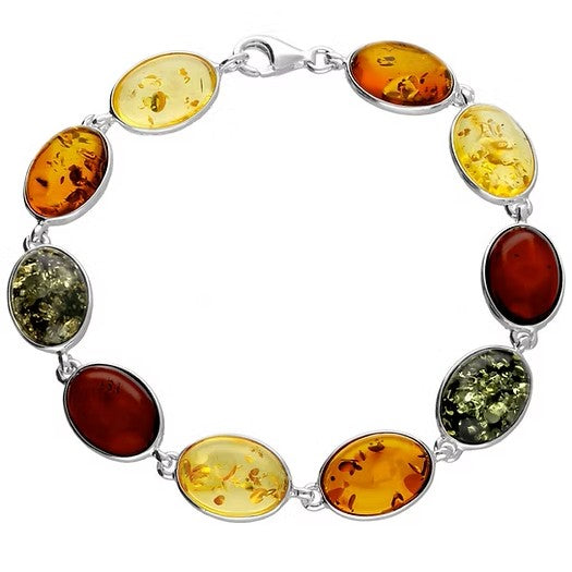 Large Ovals Amber & Sterling Silver Bracelet