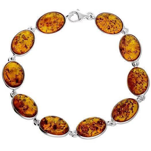 Large Ovals Amber & Sterling Silver Bracelet