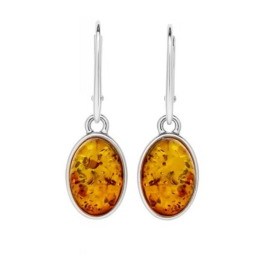 Oval Amber Drop Earrings