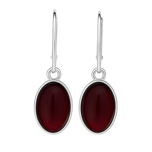 Oval Amber Drop Earrings