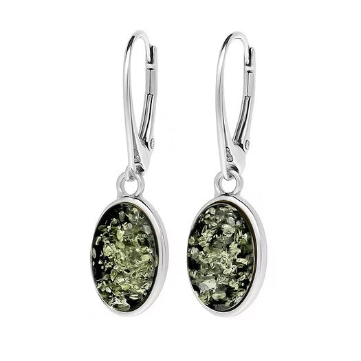 Oval Amber Drop Earrings