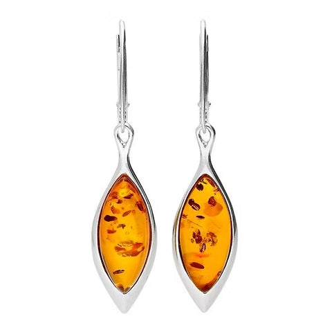 Framed Marquise Amber Drop Earrings