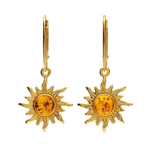 Sun Flare Amber Drop Earrings