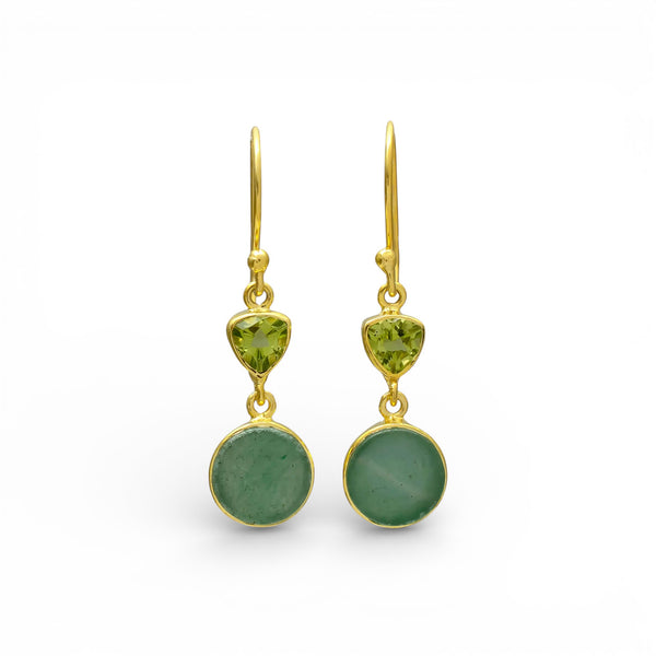 Beyond Biasa Green Aventurine and Peridot Gold Drop Earrings