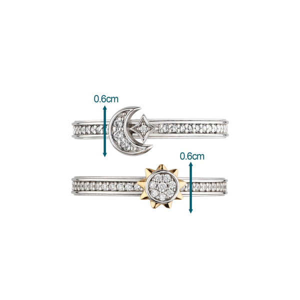 Kit Heath Céleste Sun & Moon Pavé Duo Stacking Rings