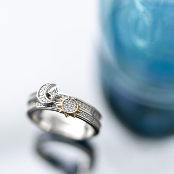 Kit Heath Céleste Sun & Moon Pavé Duo Stacking Rings