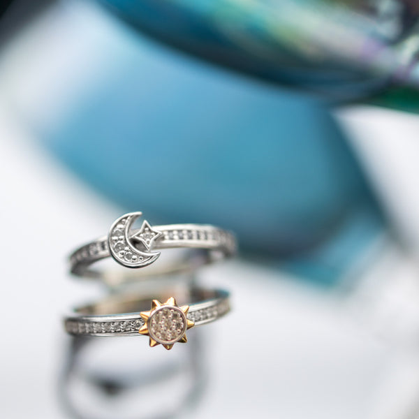 Kit Heath Céleste Sun & Moon Pavé Duo Stacking Rings