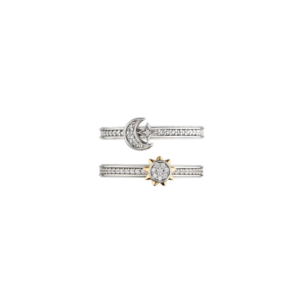 Kit Heath Céleste Sun & Moon Pavé Duo Stacking Rings