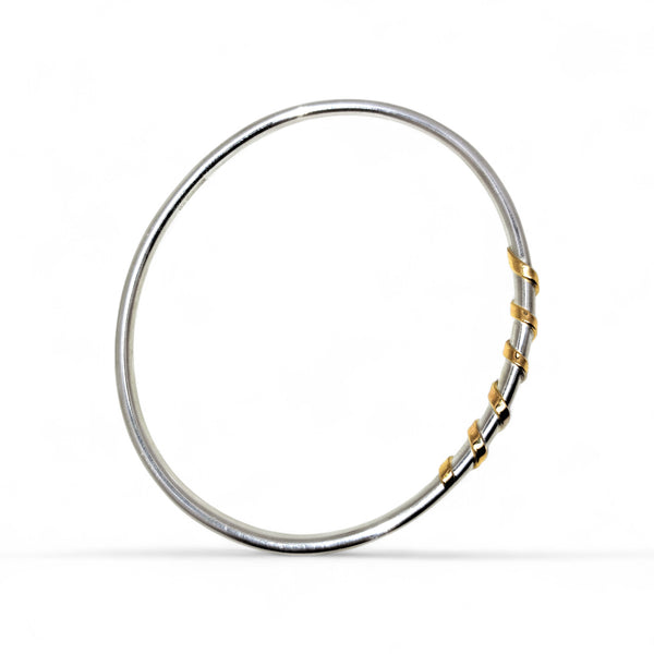 3mm 9ct Gold & Sterling Silver Twist Bangle - Round Wire