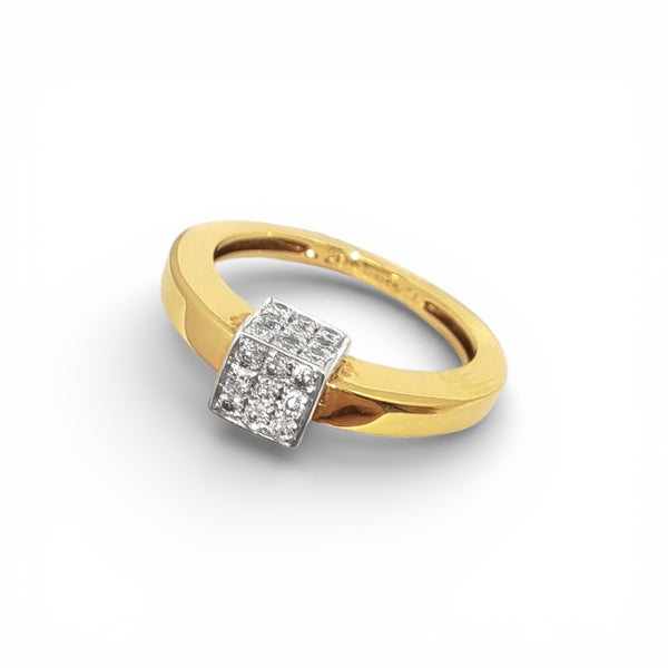 Vintage 18ct Yellow Gold & Diamond Cube Ring