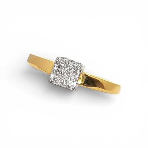 Vintage 18ct Yellow Gold & Diamond Cube Ring