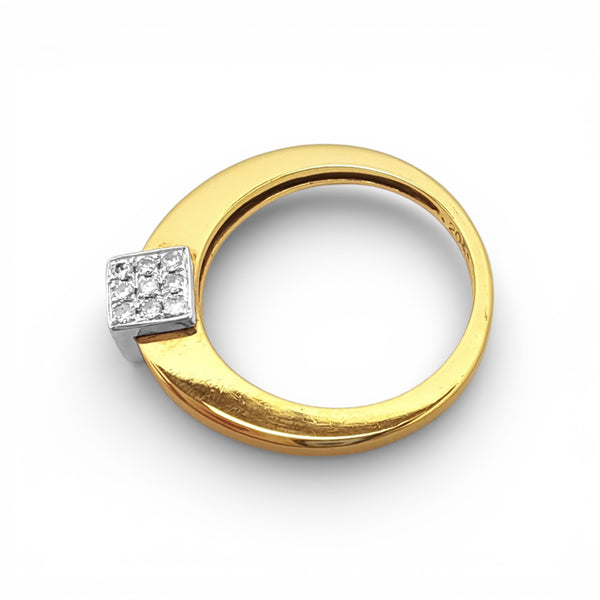 Vintage 18ct Yellow Gold & Diamond Cube Ring