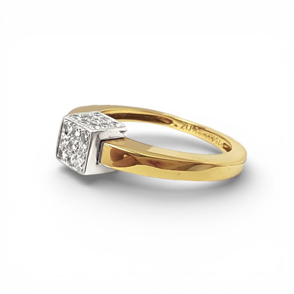 Vintage 18ct Yellow Gold & Diamond Cube Ring