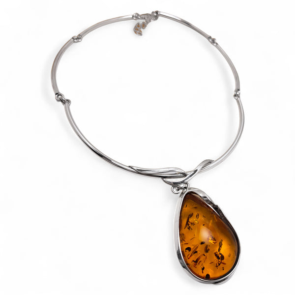 'Amber Majesty' - Large Amber Pear Drop Necklace
