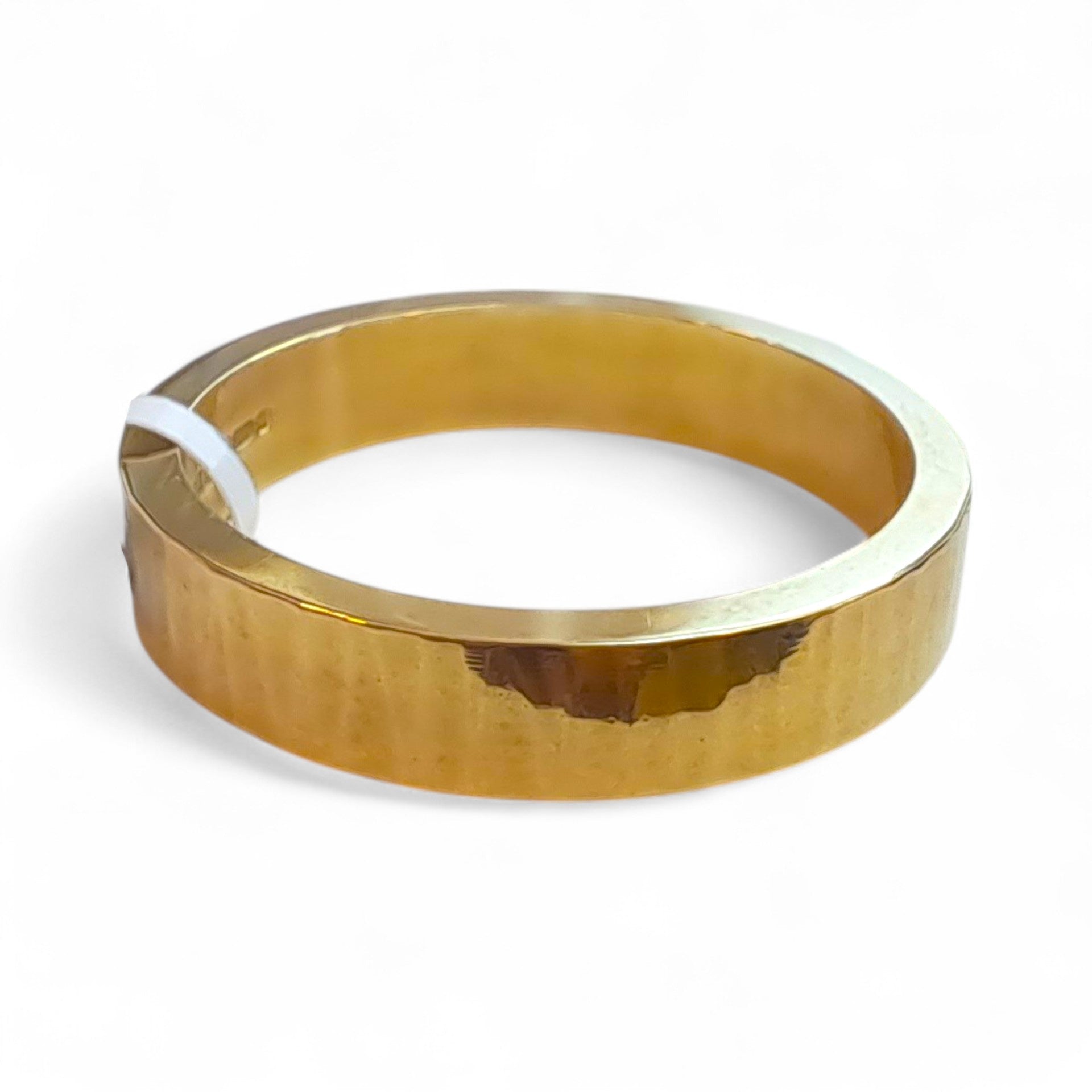 WILDE Bark-Hammered 9ct Yellow Gold 4mm Heavy Flat Band
