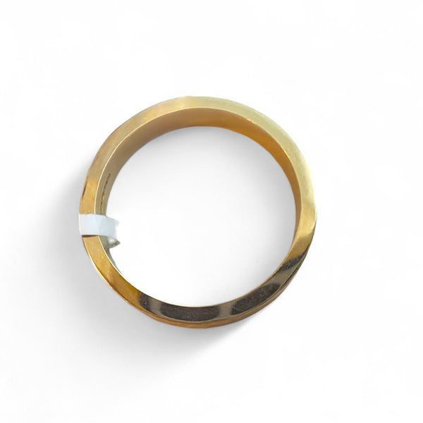 WILDE Bark-Hammered 9ct Yellow Gold 4mm Heavy Flat Band