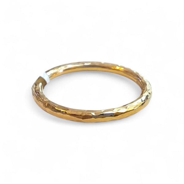 WILDE Hammered 9ct Yellow Gold 2mm Heavy Halo Ring
