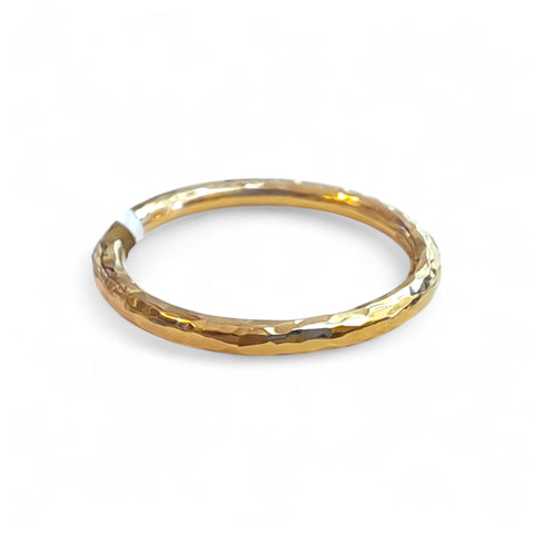 WILDE Hammered 9ct Yellow Gold 2mm Heavy Halo Ring