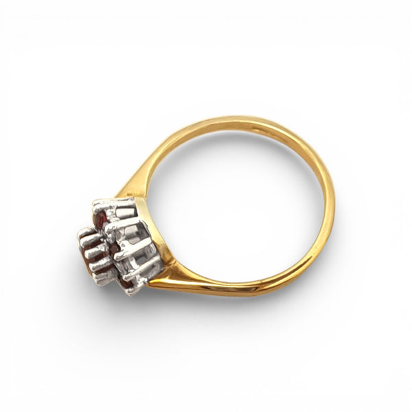 9ct Yellow Gold Ruby & Diamond Cluster Ring