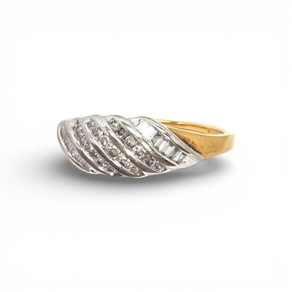 9ct Yellow Gold Diamond Waves Ring
