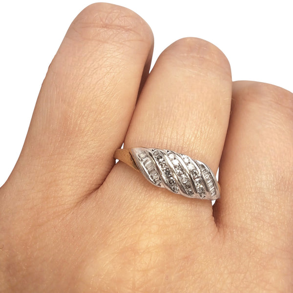 9ct Yellow Gold Diamond Waves Ring