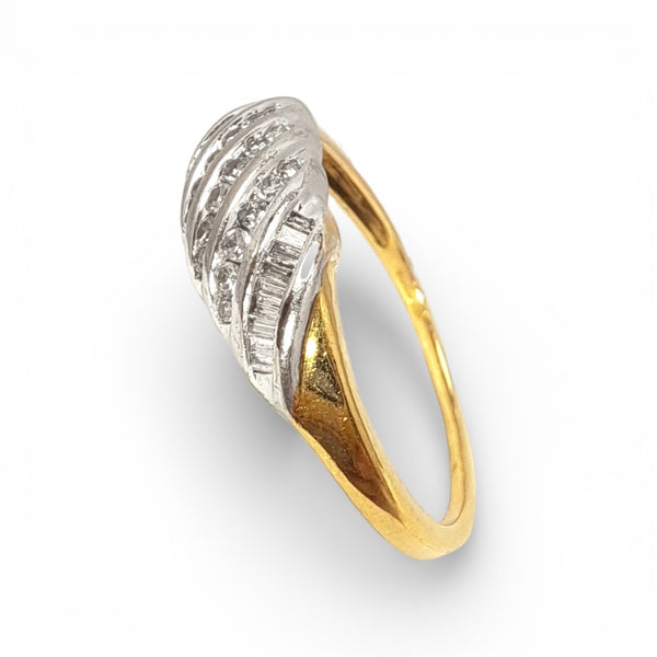 9ct Yellow Gold Diamond Waves Ring