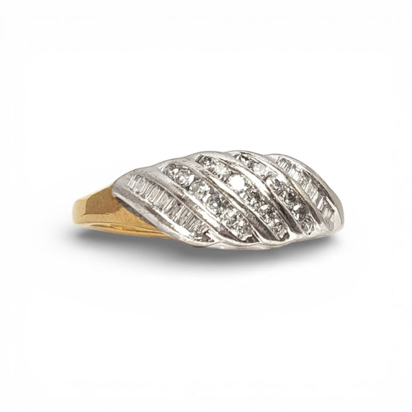 9ct Yellow Gold Diamond Waves Ring