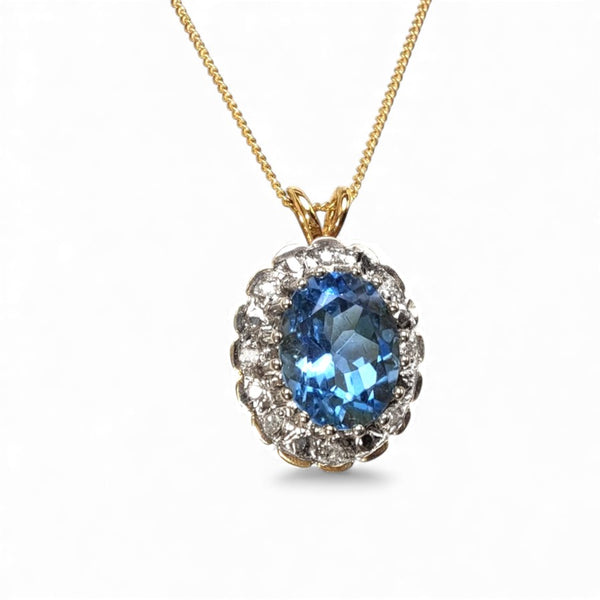 9ct Yellow and White Gold Blue Topaz London Necklace