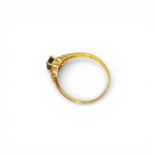 Vintage 18ct Yellow Gold Oval Sapphire & Tiered Diamond Ring