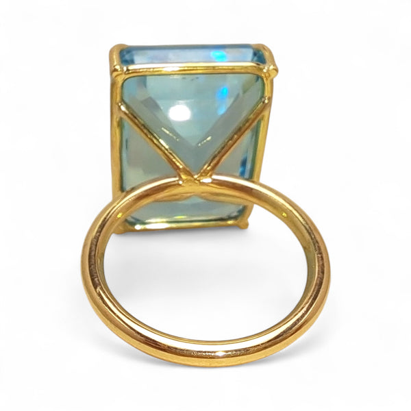 WILDE 9ct Yellow Gold Blue Topaz Cocktail Ring