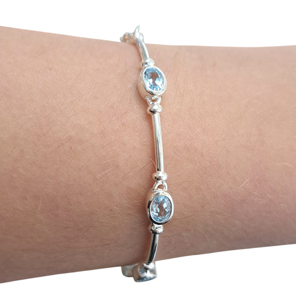 Blue Topaz Sterling Silver Bracelet