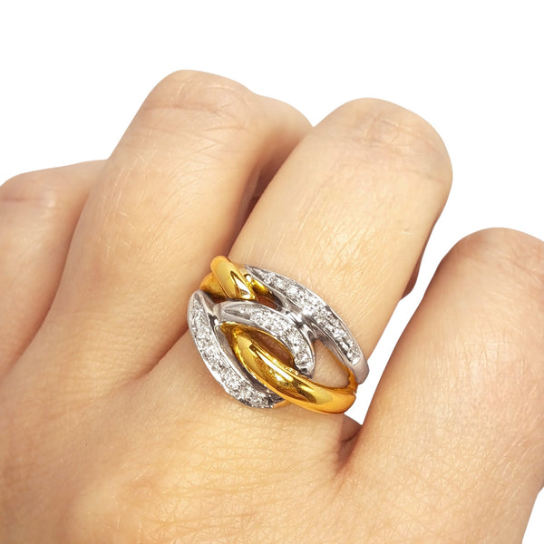 Vintage 'Entwine' 18ct Yellow & White Gold Diamond Dress Ring