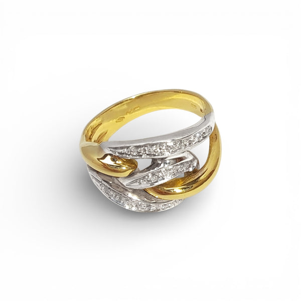 Vintage 'Entwine' 18ct Yellow & White Gold Diamond Dress Ring