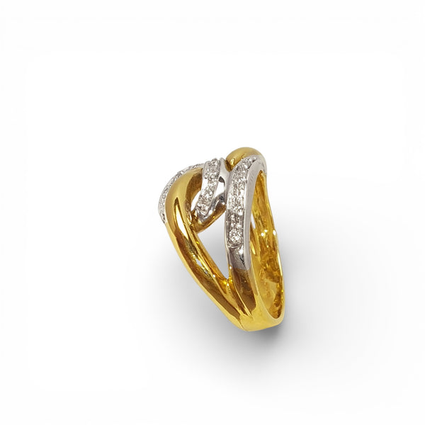 Vintage 'Entwine' 18ct Yellow & White Gold Diamond Dress Ring