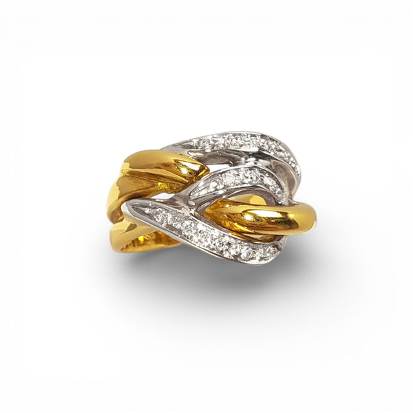 Vintage 'Entwine' 18ct Yellow & White Gold Diamond Dress Ring