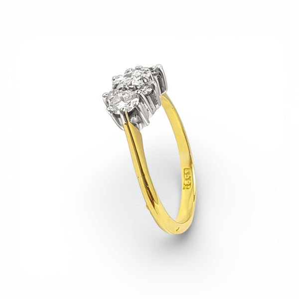 Vintage 18ct Yellow and White Gold Starburst Carré Diamond Ring