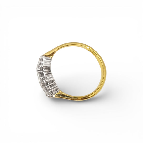 Vintage 18ct Yellow and White Gold Starburst Carré Diamond Ring