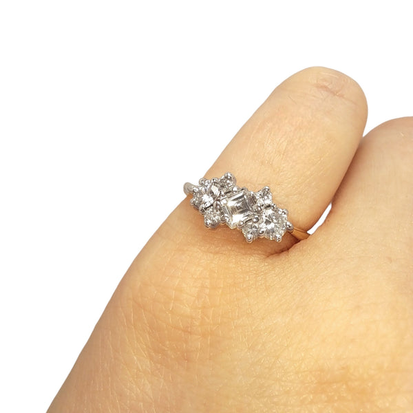 Vintage 18ct Yellow and White Gold Starburst Carré Diamond Ring
